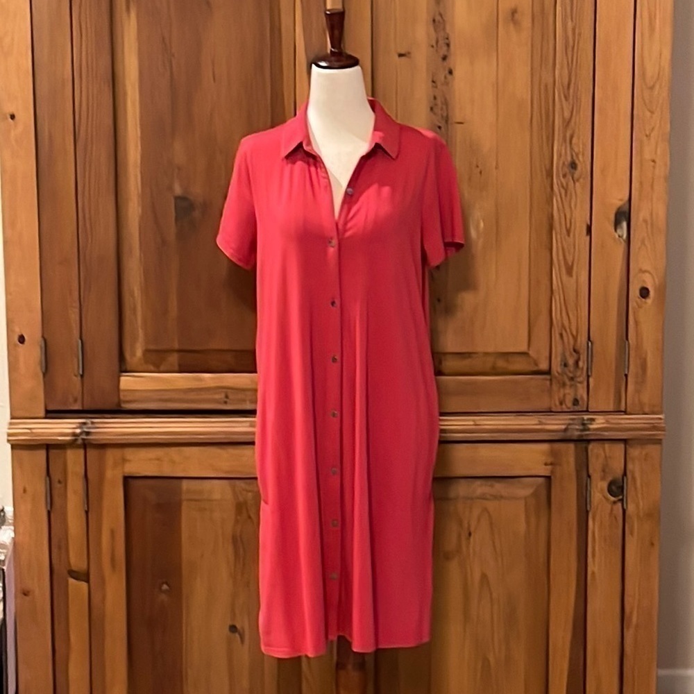 J. Jill Red Dress with Pockets button down Sz. S